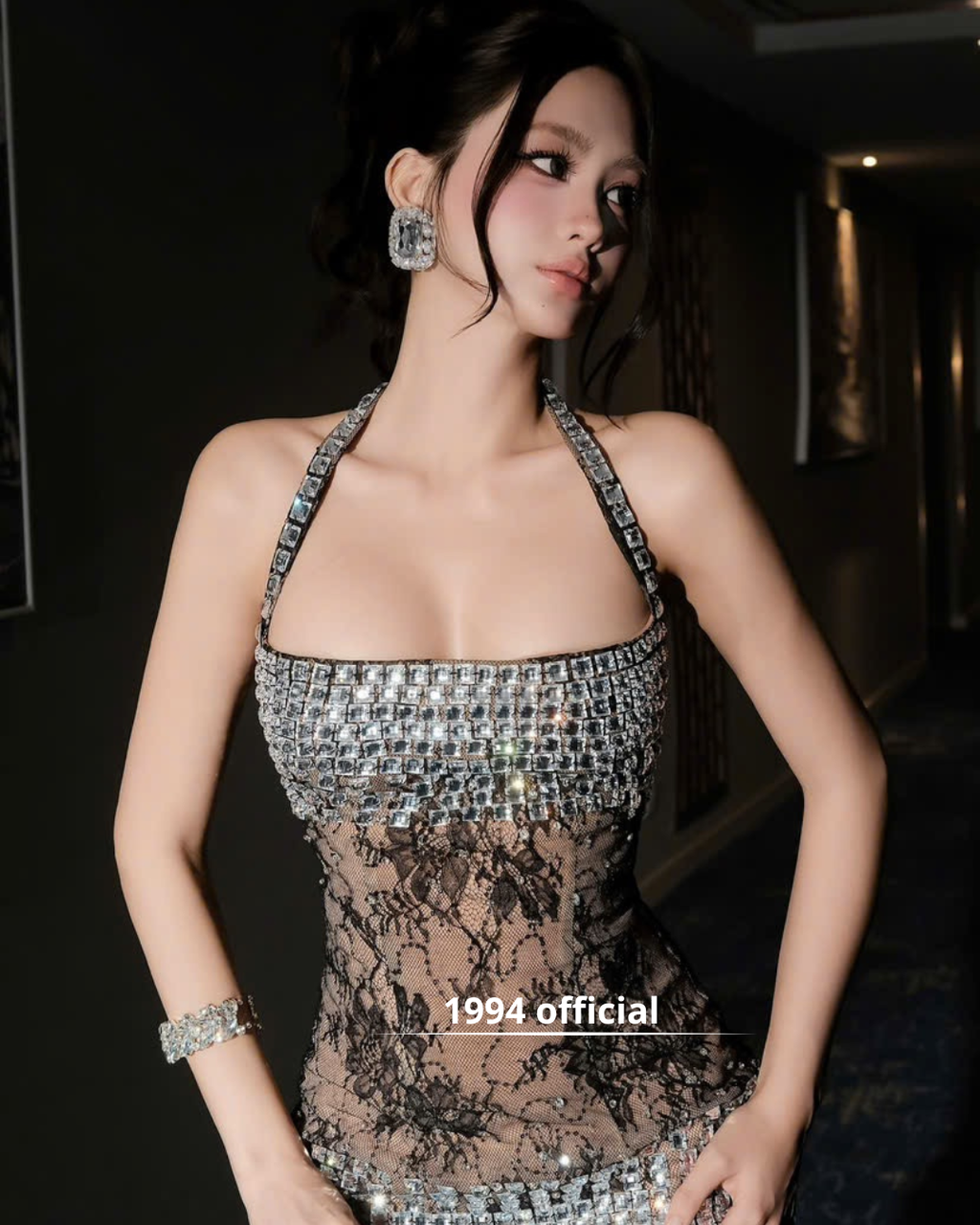 Midnight Lace Crystal Dress